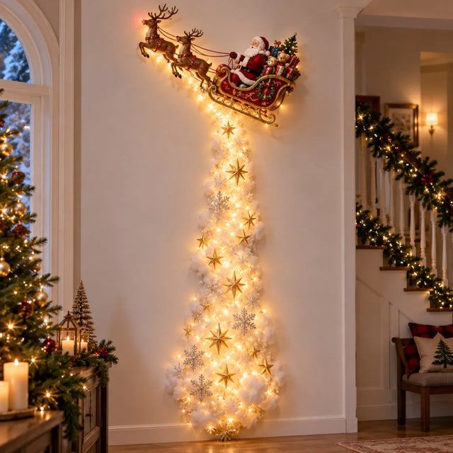 Luminária de Parede Papai Noel Nuvem Iluminada  – Decoração de Natal 2,10m
